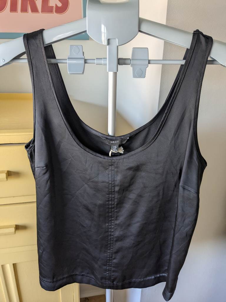 Next Black Silk Camisole Top UK 10