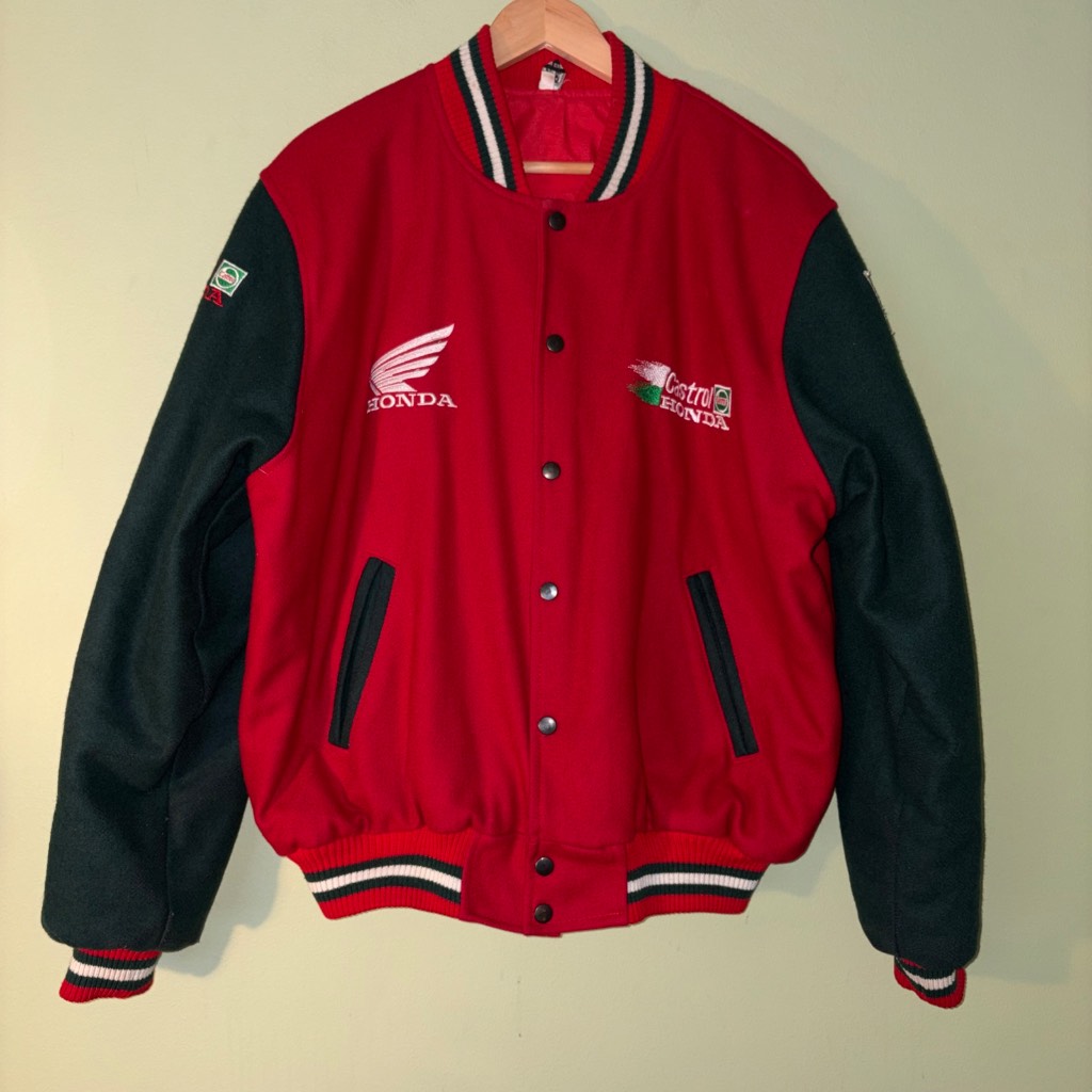 Vintage HONDA Racing Team Wool Varsity Bomber Jacket Medium