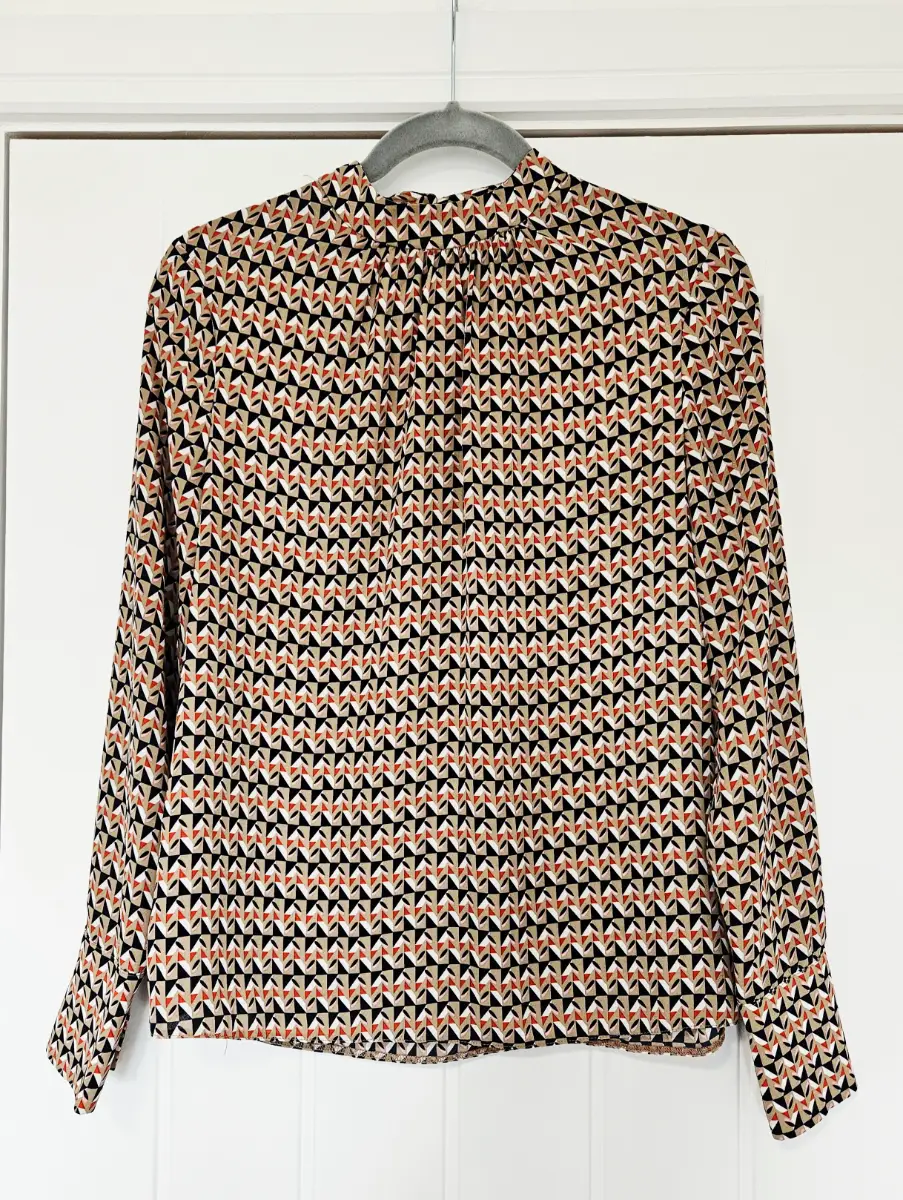 Dorothy Perkins Long Sleeve Blouse Top. Size 10. Black Orange Beige. Smart Work Office