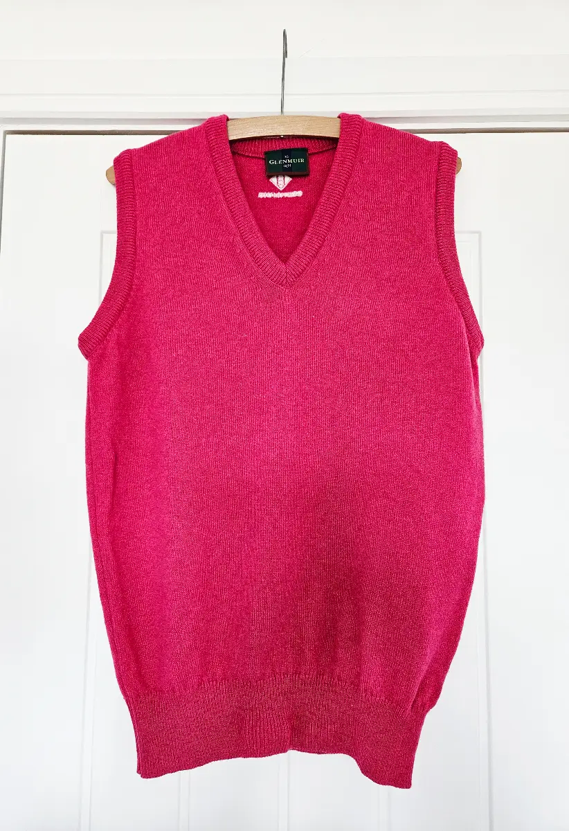 GLENMUIR Ladies Lambswool Golf Tank Top Jumper Slipover Size 6-8 XS Pink Sweater