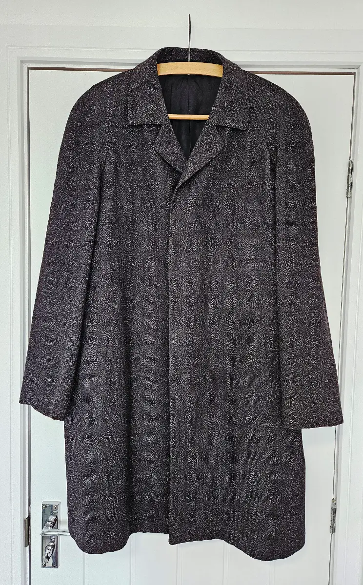 Vintage Drummond Burton QUALITY Mens Wool Over Coat Size 44-46 Grey Check Tweed