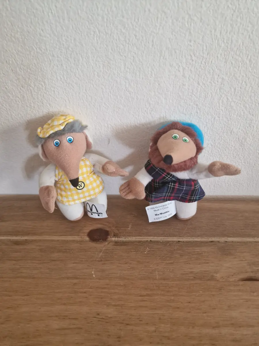 Vintage 1999 McDonald's The Wombles Plush Toys (Madame Cholet & MacWomble Pair)