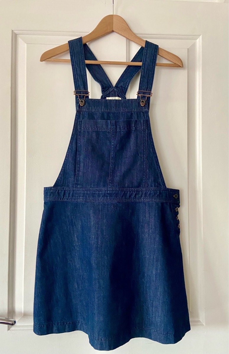 Jack Wills Denim Pinafore Dress UK 12 | 100% Cotton | Dark Blue Dungaree Dress
