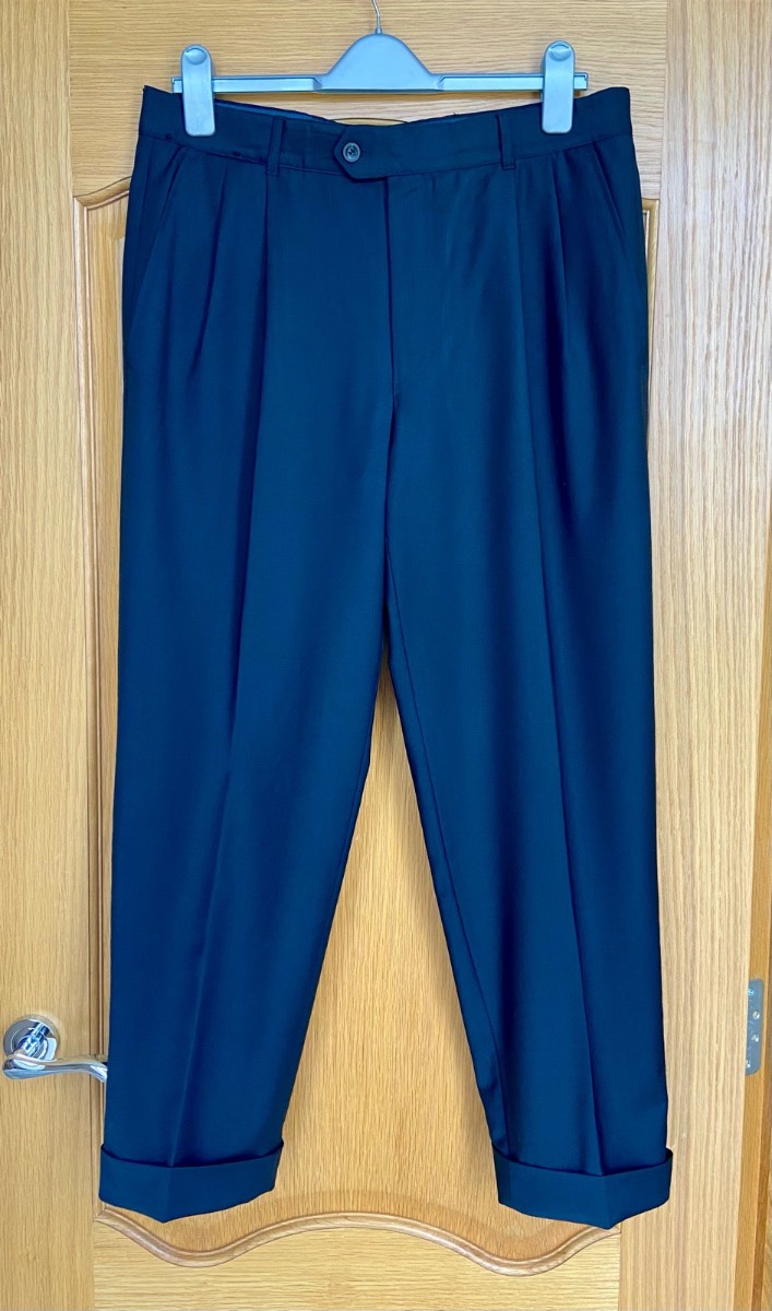 BRAX Men’s Navy Wool Stretch Smart Trousers W34 L28 Tailored