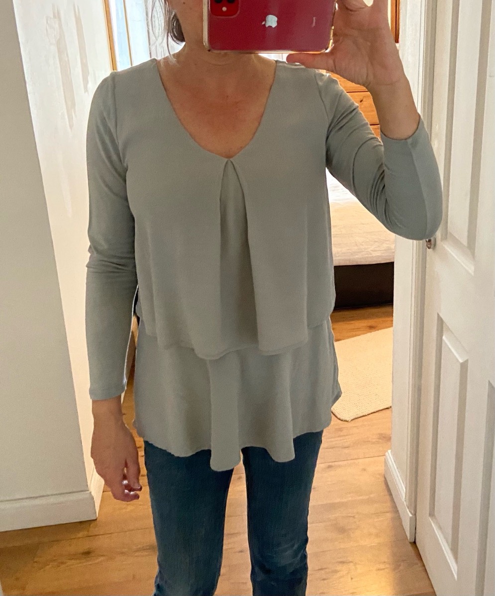 Mint Velvet Sage Green Layered V Neck Blouse Top Size 10