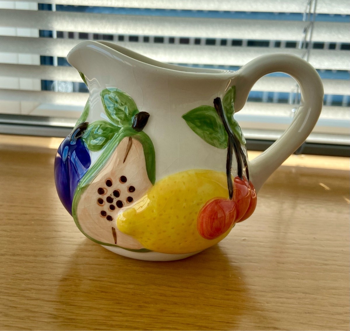 Rayware Fruit Design Ceramic Cream Jug | Vintage Style Milk Pitcher | Kitchen Decor