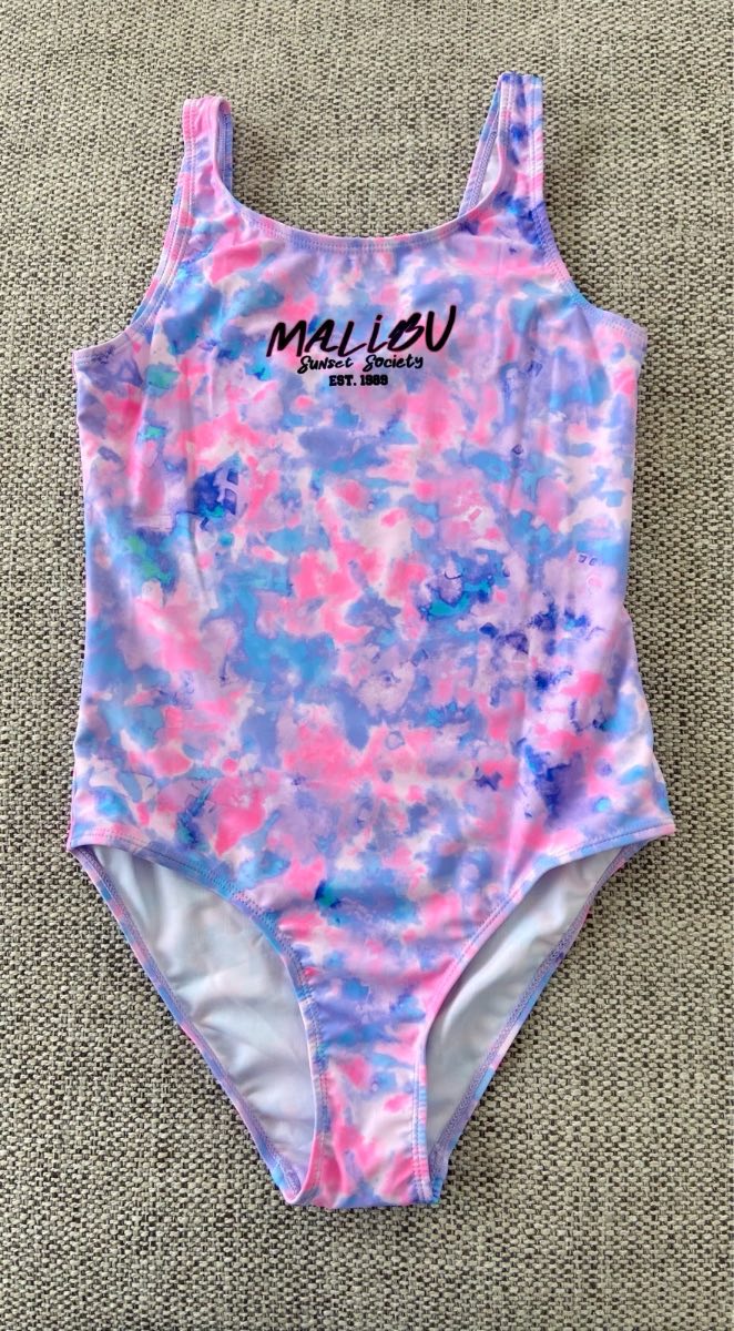 Malibu Sunset Society Girls Swimsuit Age 12–13 Years Pastel Tie Dye
