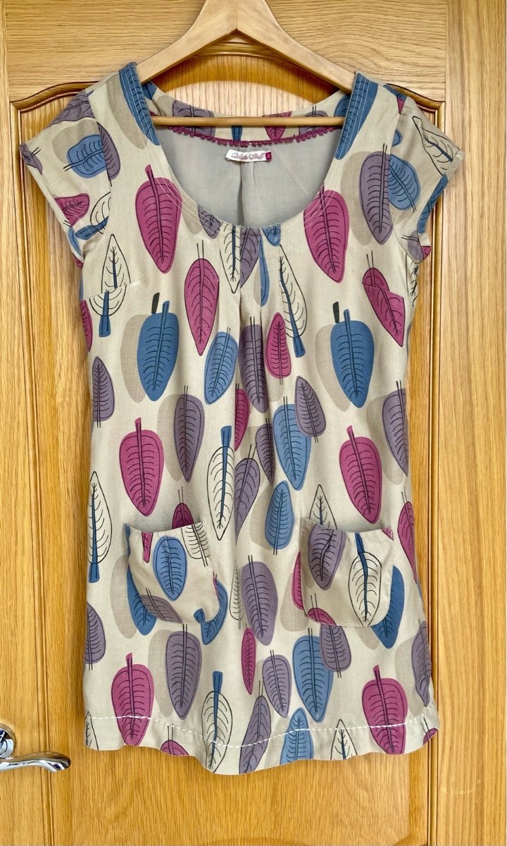 White Stuff Leaf Print Cotton Shift Dress – UK 10 – 100% Cotton – Lined – Pockets