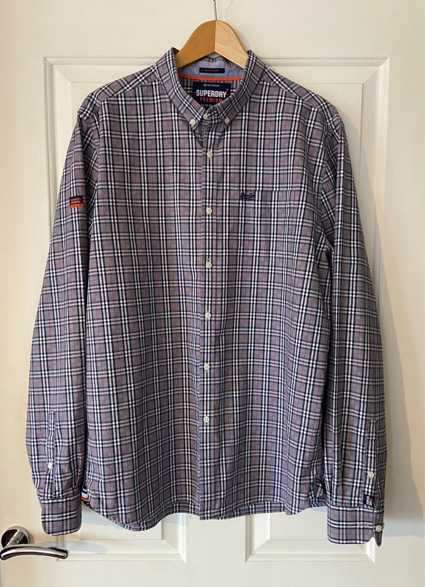 Superdry Premium Merchant Check Shirt XXL 100% Cotton Regular Fit