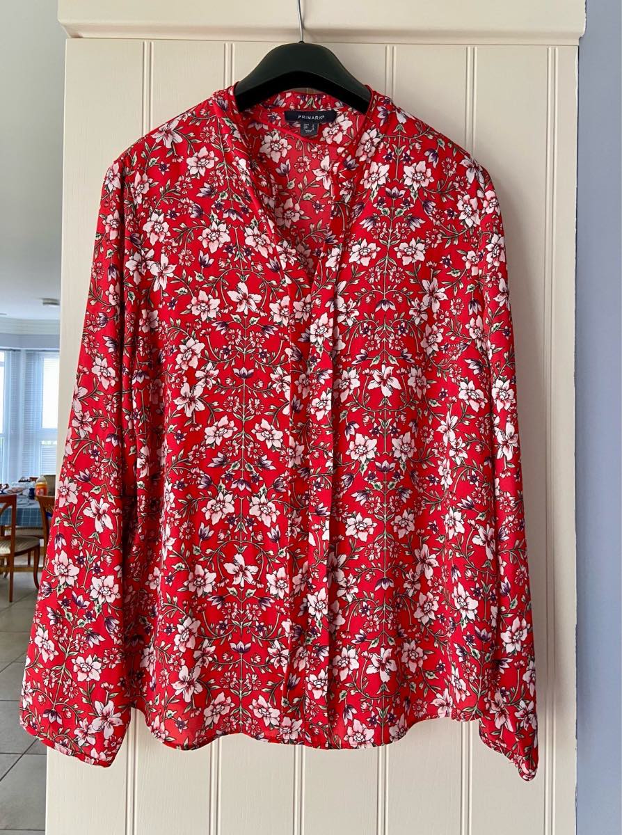 Primark Red Floral Long Sleeve Blouse – UK 16