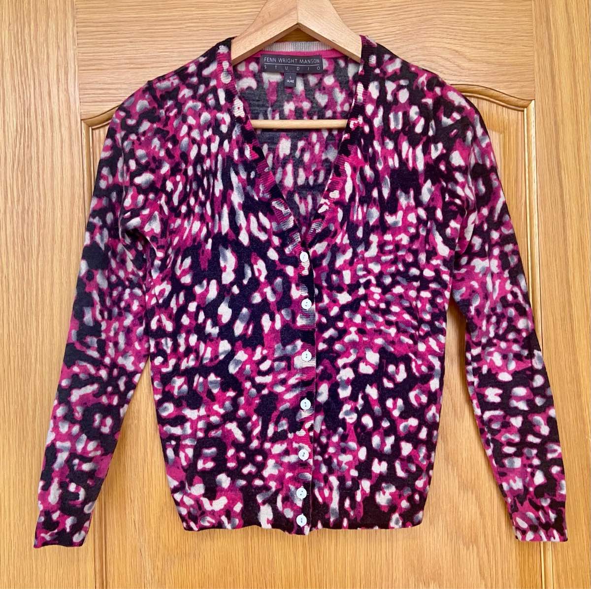 Fenn Wright Manson 100% Merino Wool Abstract Print Cardigan UK 14