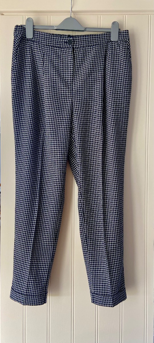 Next Tailoring Black & White Check Trousers UK 12L Slim Ankle