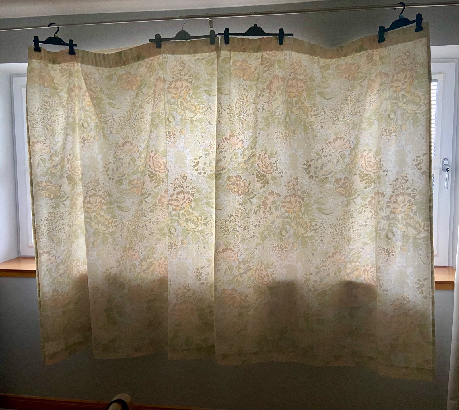 Handmade Floral Pencil Pleat Curtains Pair 52” x 67” + Linings & Tiebacks