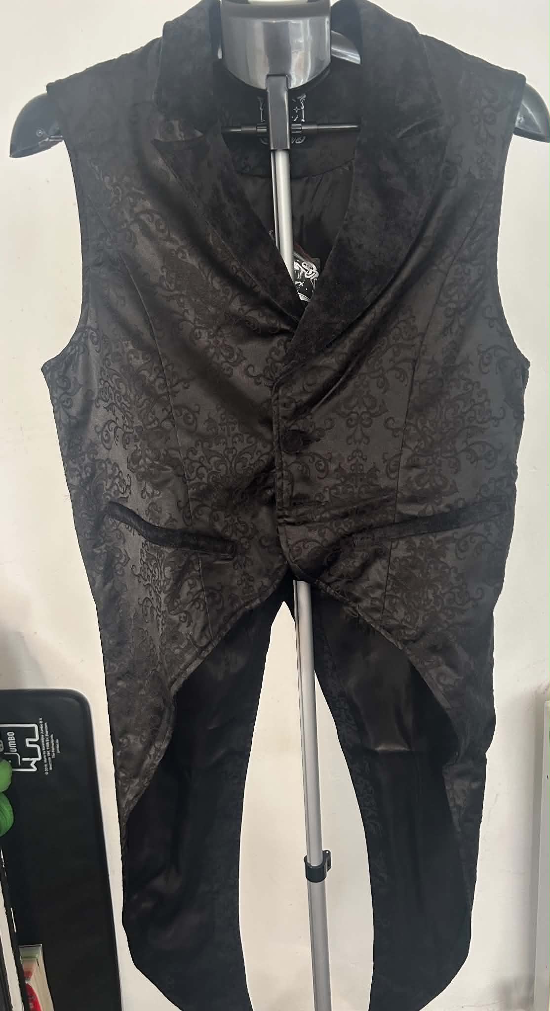 Killstar Black Bram Waistcoat Small Gothic Fitted Tailcoat Vest