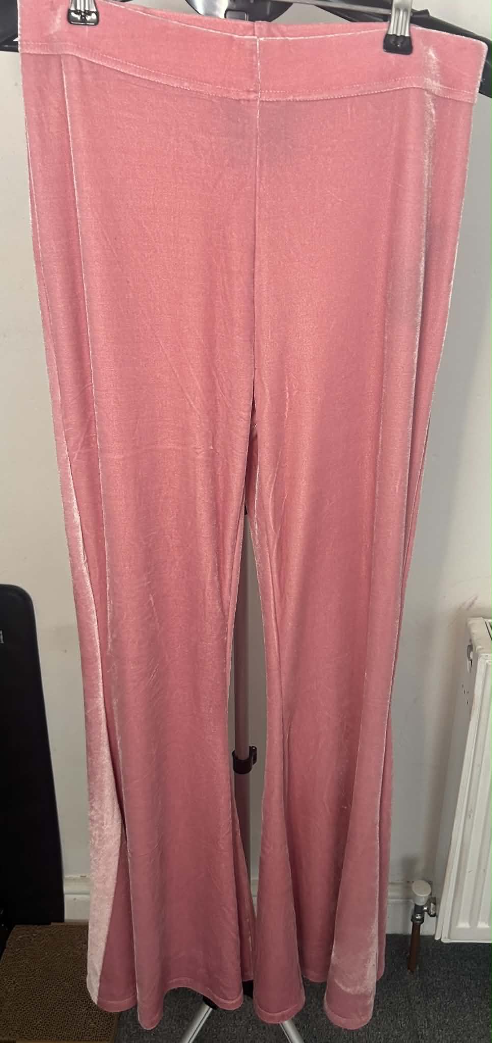 Killstar Women's Pink Velvet Flared Trousers Small