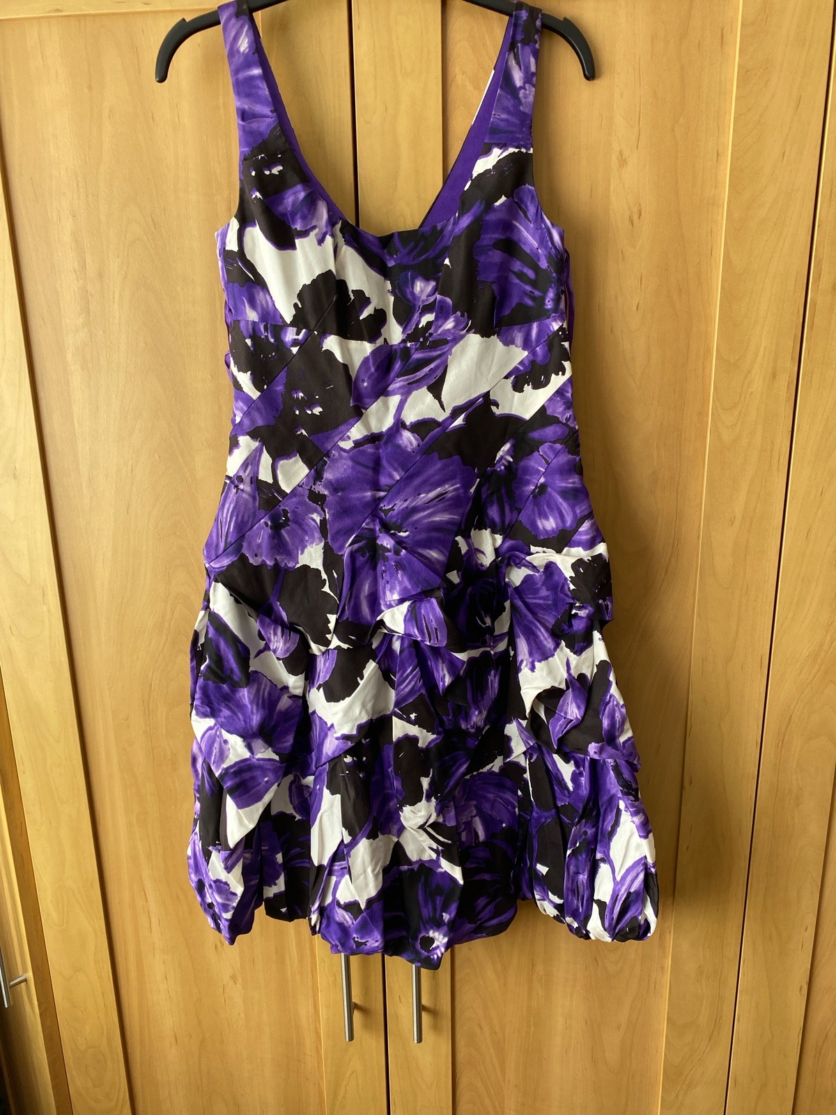 Monsoon NWT ladies purple print silk dress, size 8