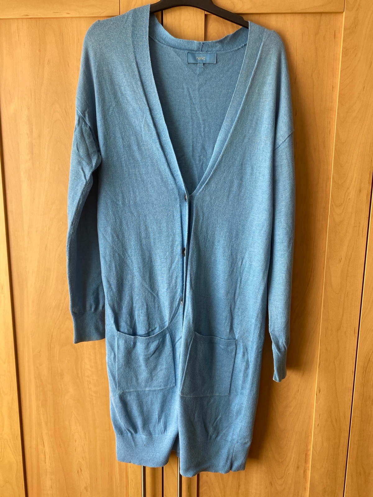 Next Ladies Longline blue cardigan, size 10