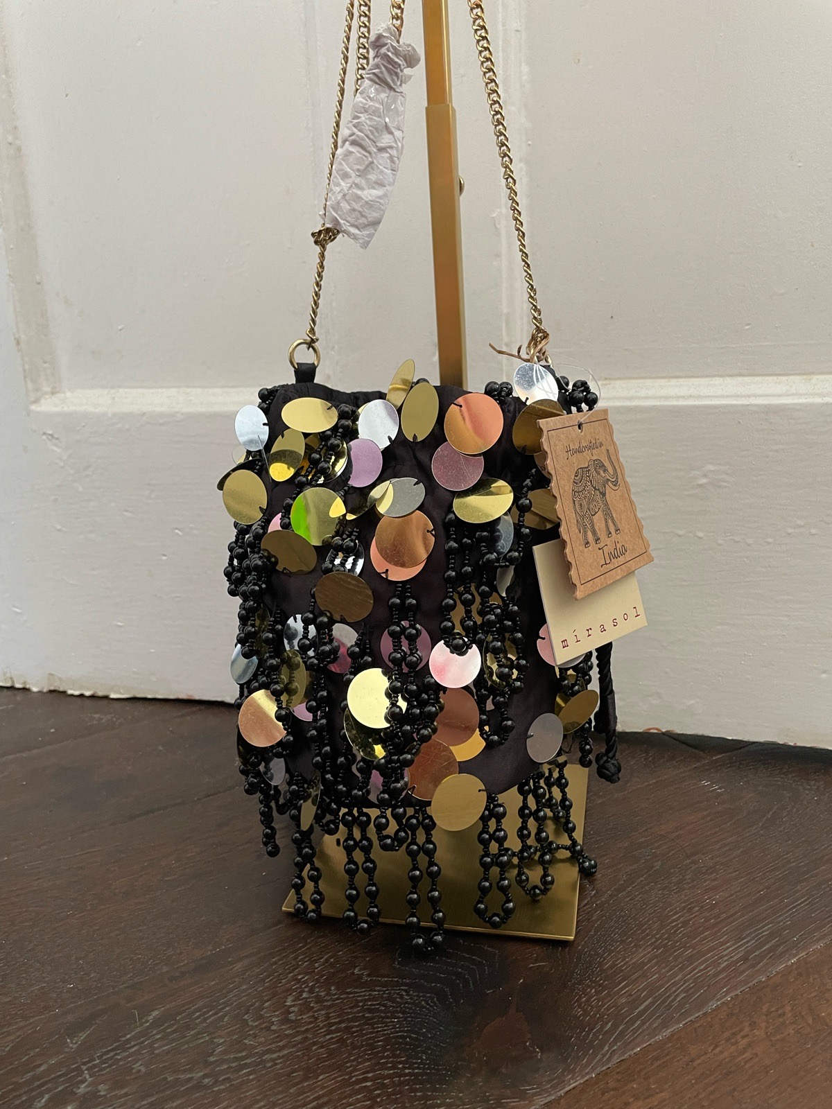 Mirasol gold and black sequins black beaded bag