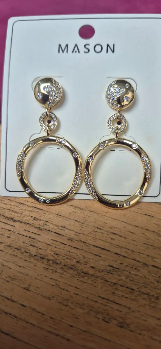 New gold plated stud earings with star detail and ring drops