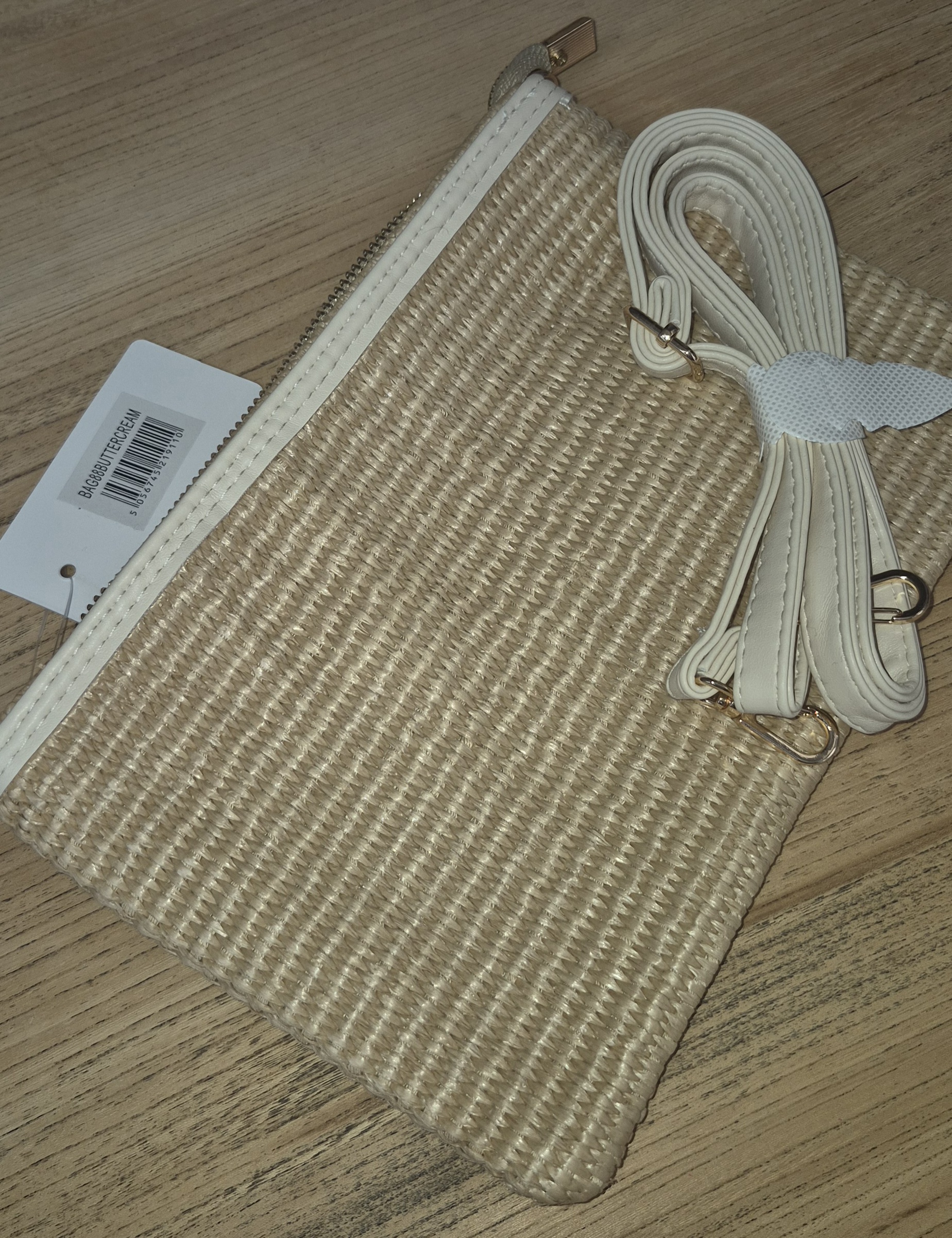 New small clutch woven bag with removable cross body strap