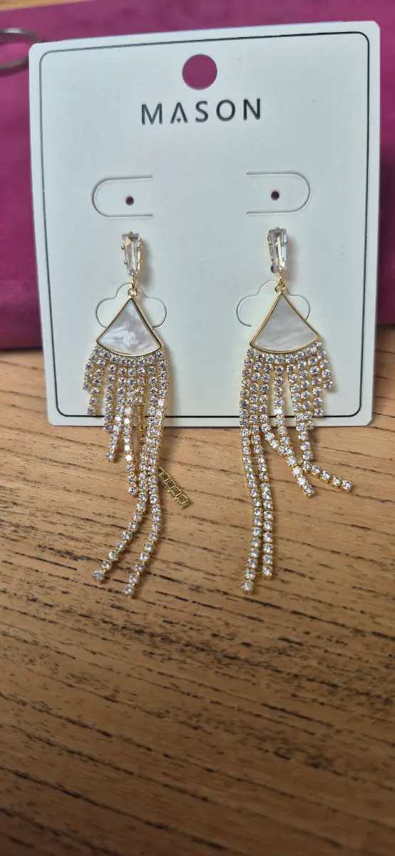 Mason mother of pearl diamante drop earings