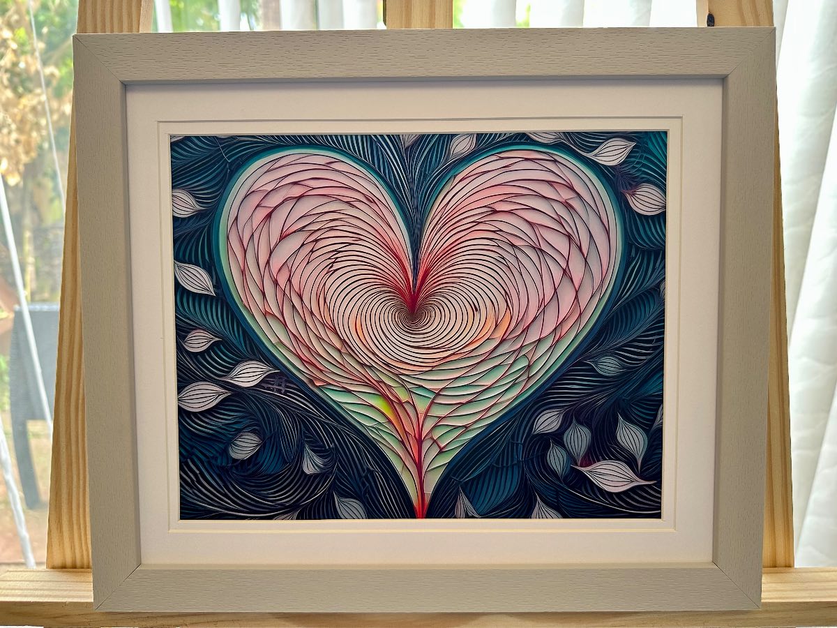 Layered Heart Harmony – Colourful Abstract Heart Art Print – A4 – Unframed Modern Wall Decor