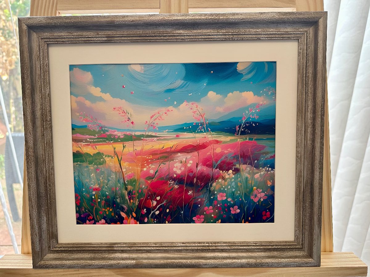 Wildflower Horizon – Colourful Landscape Art Print – A4 – Unframed Modern Wall Decor