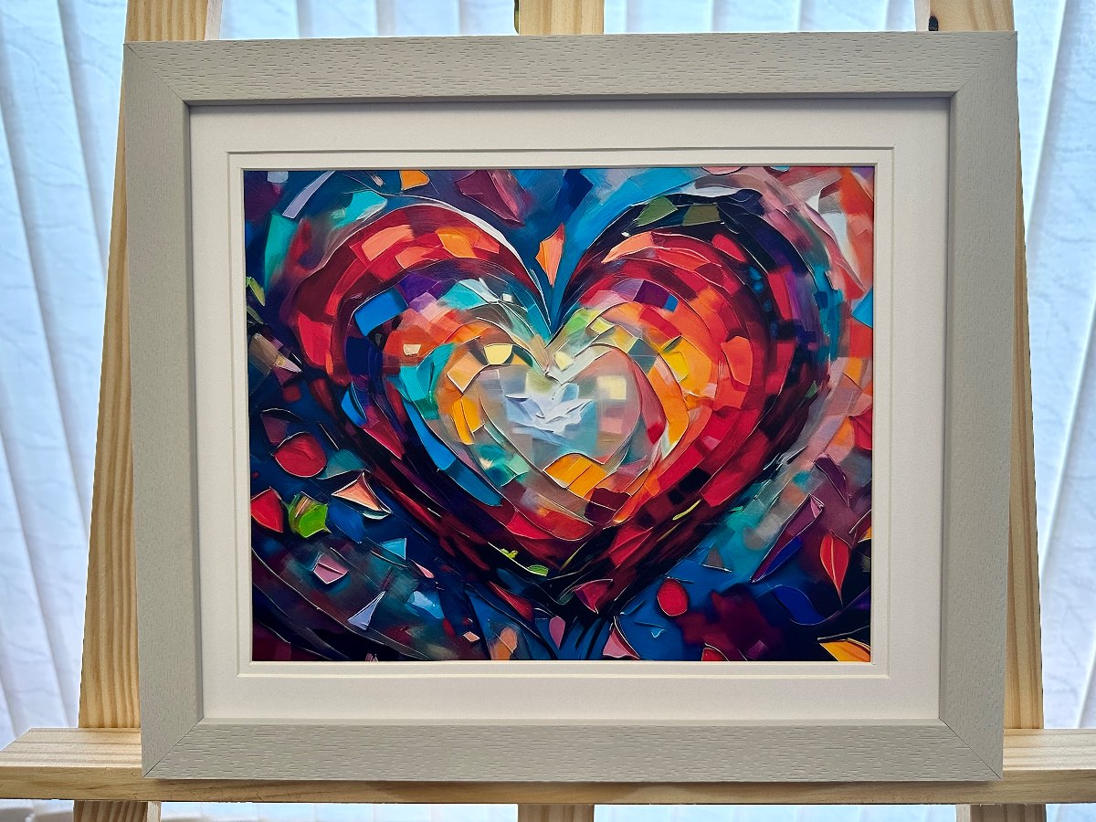 Heart of Colour – Vibrant Abstract Heart Art Print – A4 – Unframed Modern Wall Decor