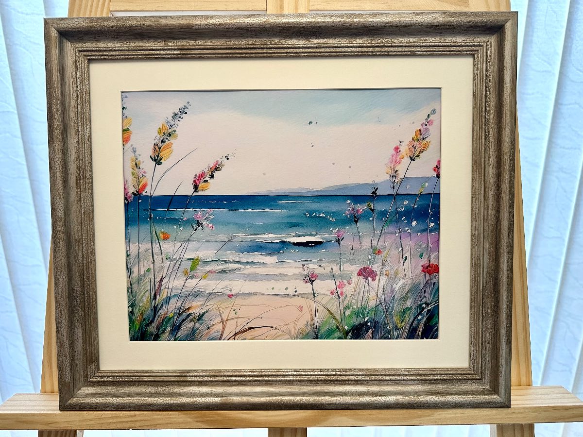 Shoreline Calm – Coastal Landscape Art Print – A4 – Unframed Modern Wall Decor