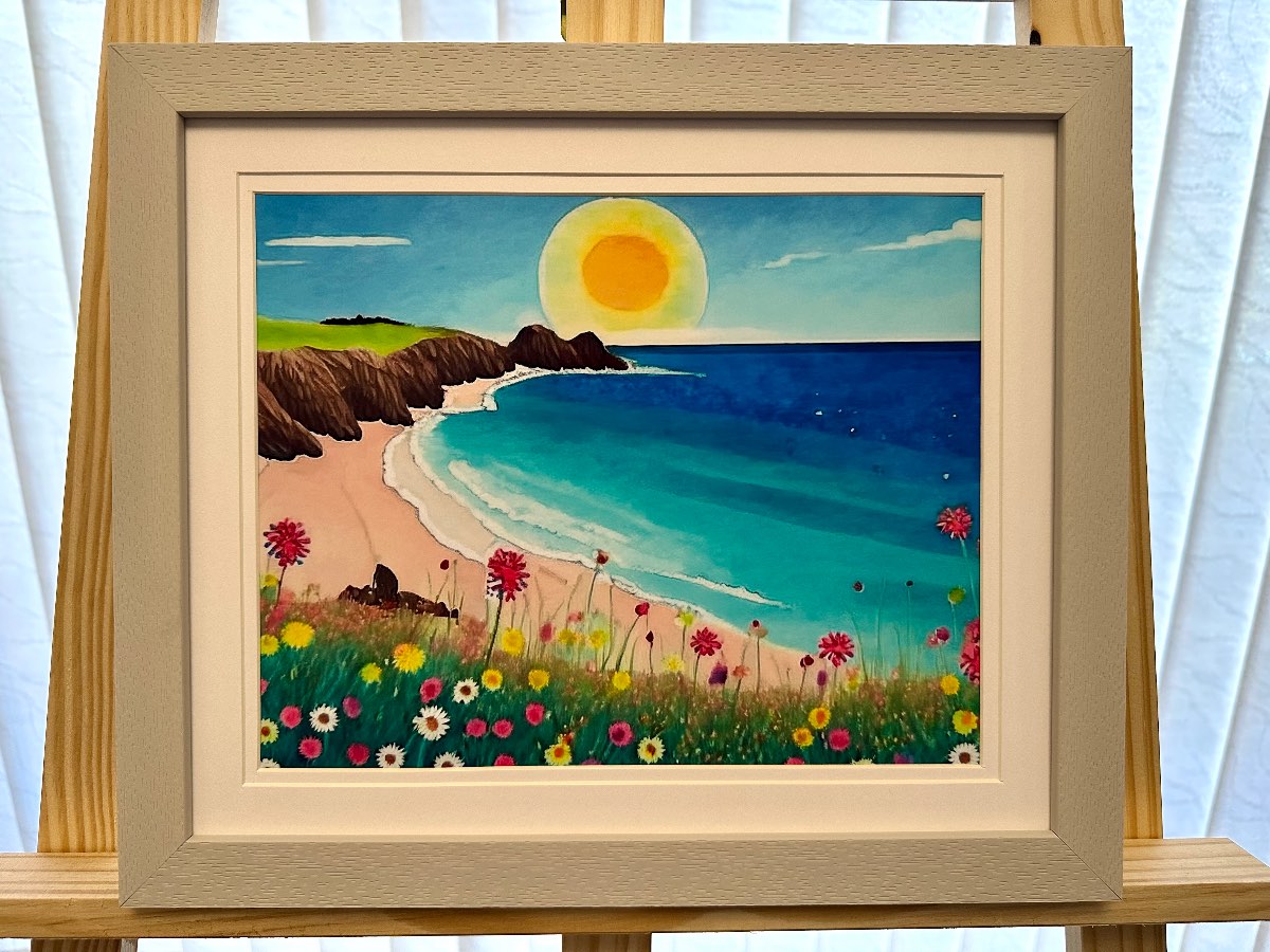 Coastal Serenity – Vibrant Seaside Landscape Art Print – A4 – Unframed Wall Decor