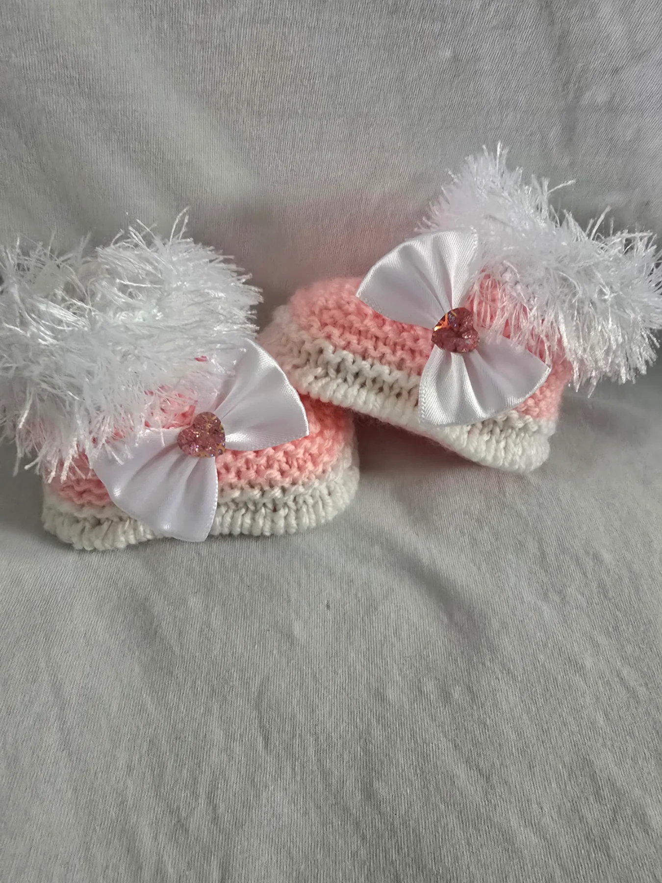 Handmade baby girls booties 0-3Months