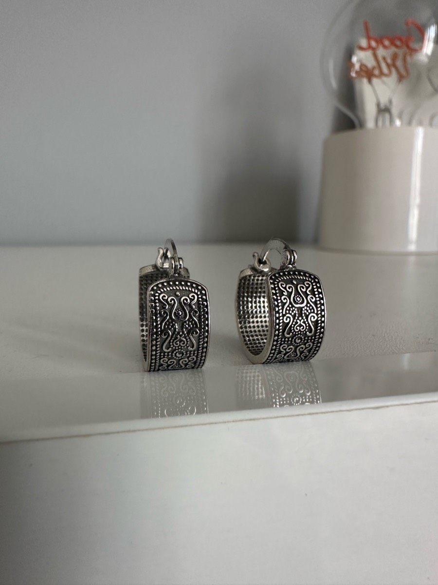 Silver 925 hoop earrings vintage retro