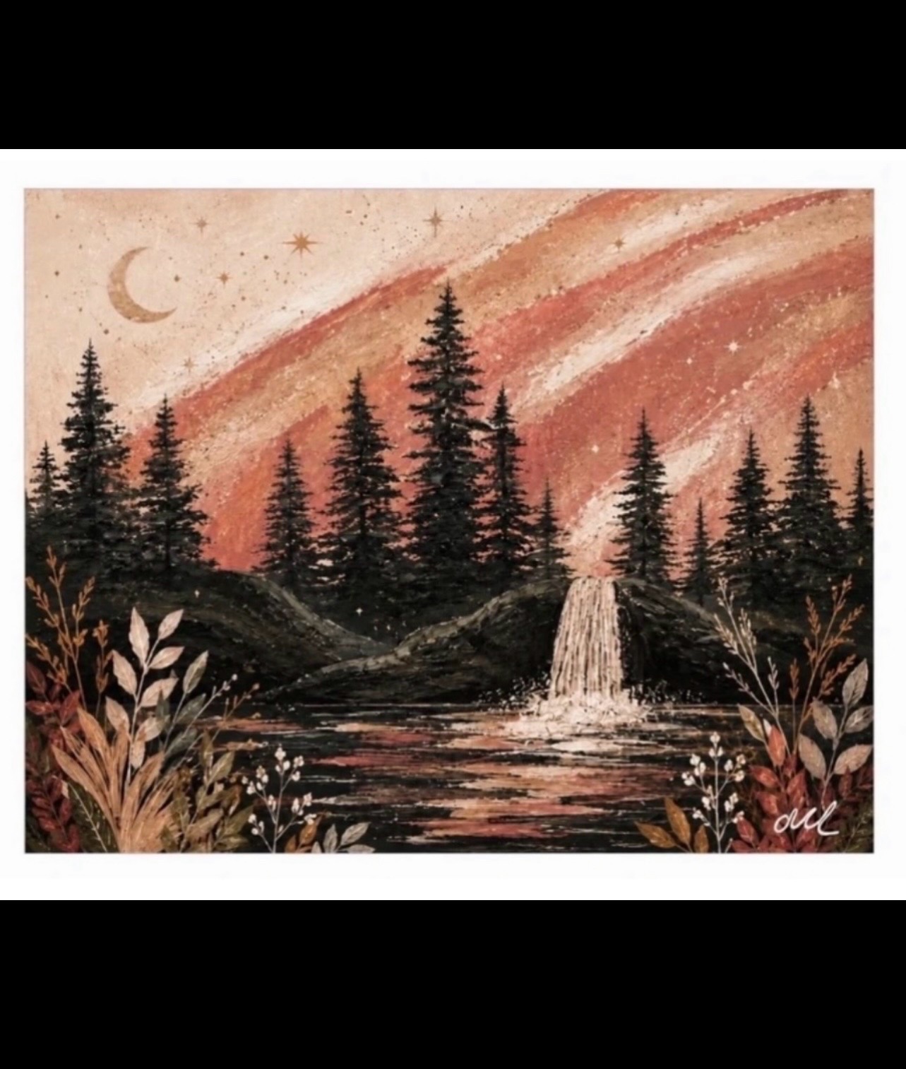 Unusual Boho Style Aurora Lights wall art print - Northern Lights Bohemian Home Decor