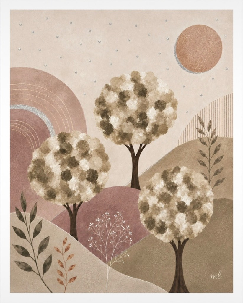 Modern Abstract Botanical Landscape Picture Wall Art in Earth Tones