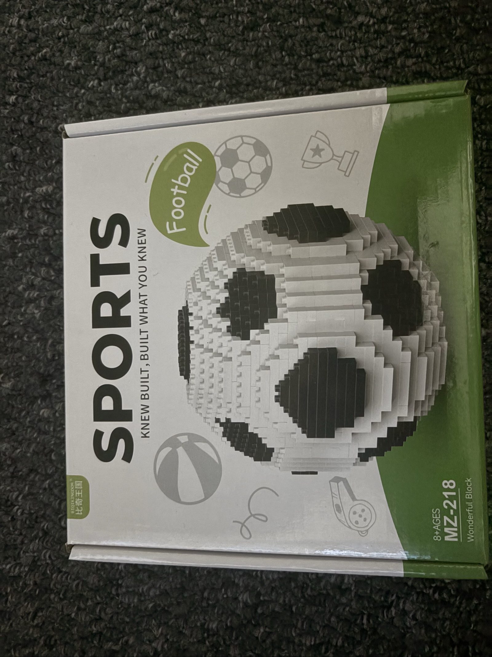 Sports Black & White 3D Football Block Set for Ages 8+