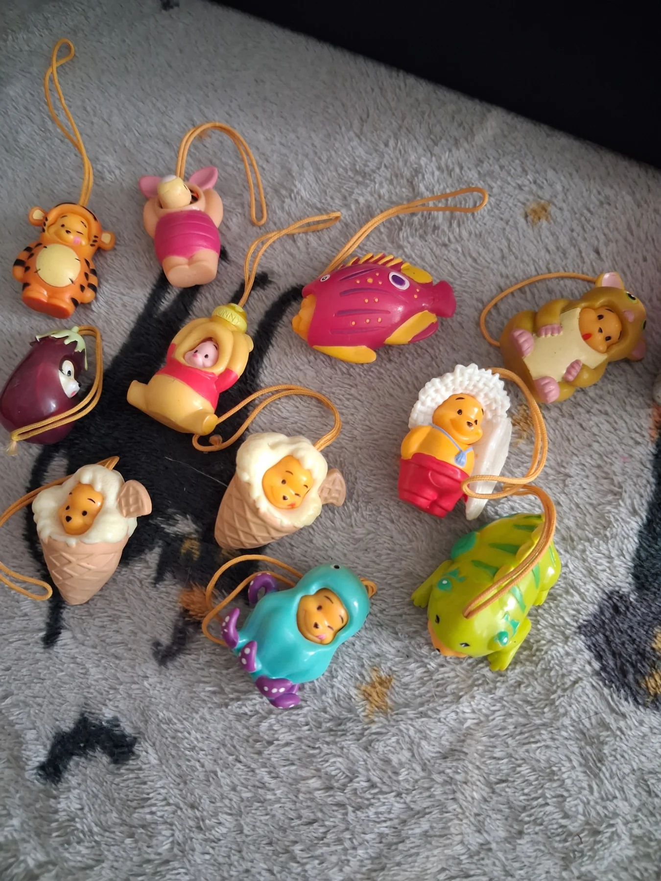 vintage "Peek-a-Pooh" cell phone charms. Produced by Tomy in the late 1990s and early 2000s