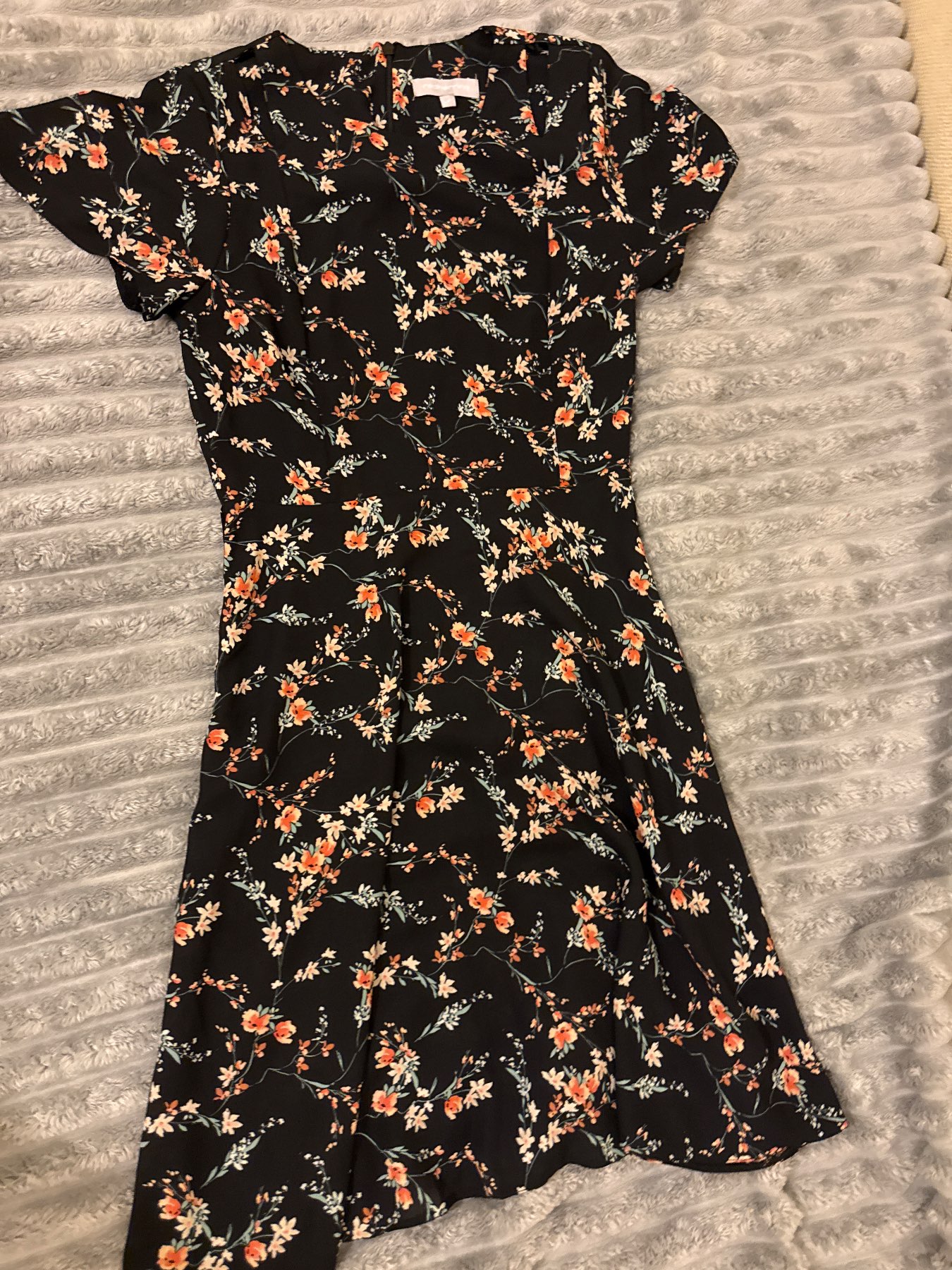 Redherring Black Floral Fit & Flare Dress — UK 8