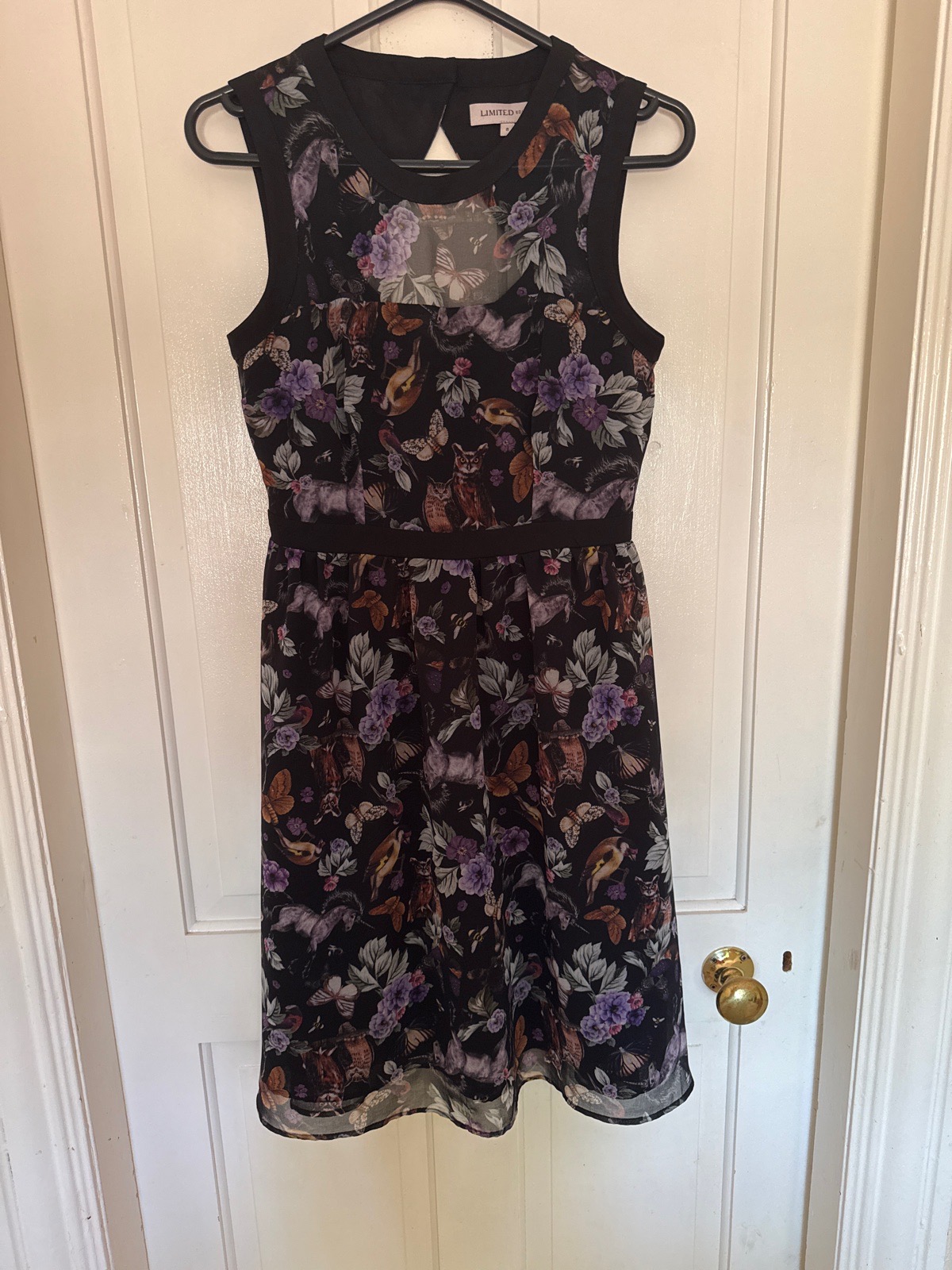 Limited Edition Black Nature Print Sleeveless Dress — UK 8